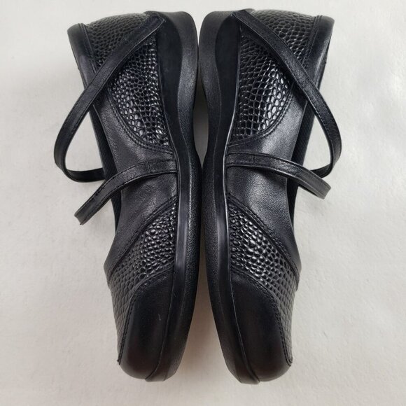 Aetrex Julia Mary Jane Shoe Womens 6.5 X Wide Black Leather Hook Loop Comfort - Picture 6 of 10